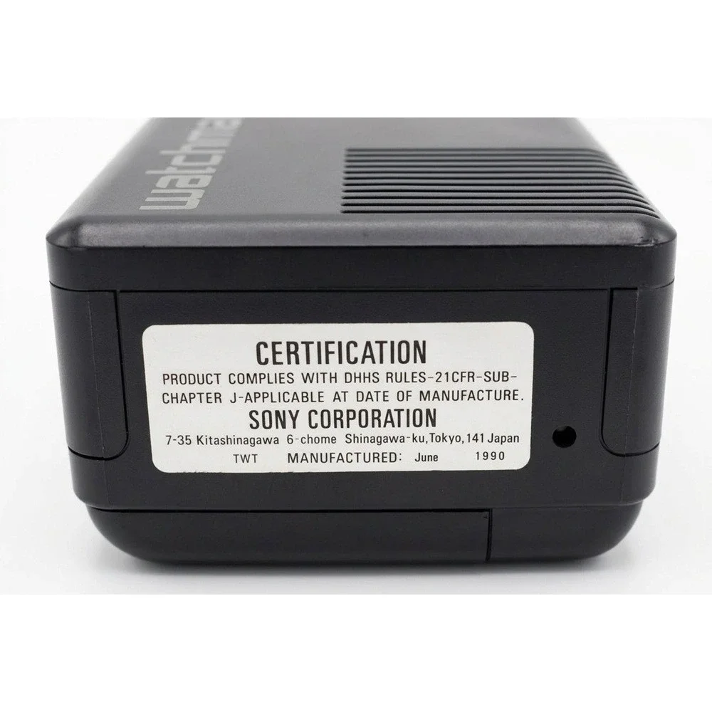 Sony Watchman Model FD-230 Flat Black and White TV, Antenna, Wrist Strap